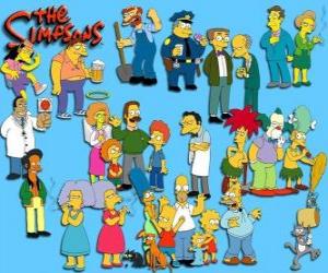 пазл Несколько персонажей из Симпсонов
